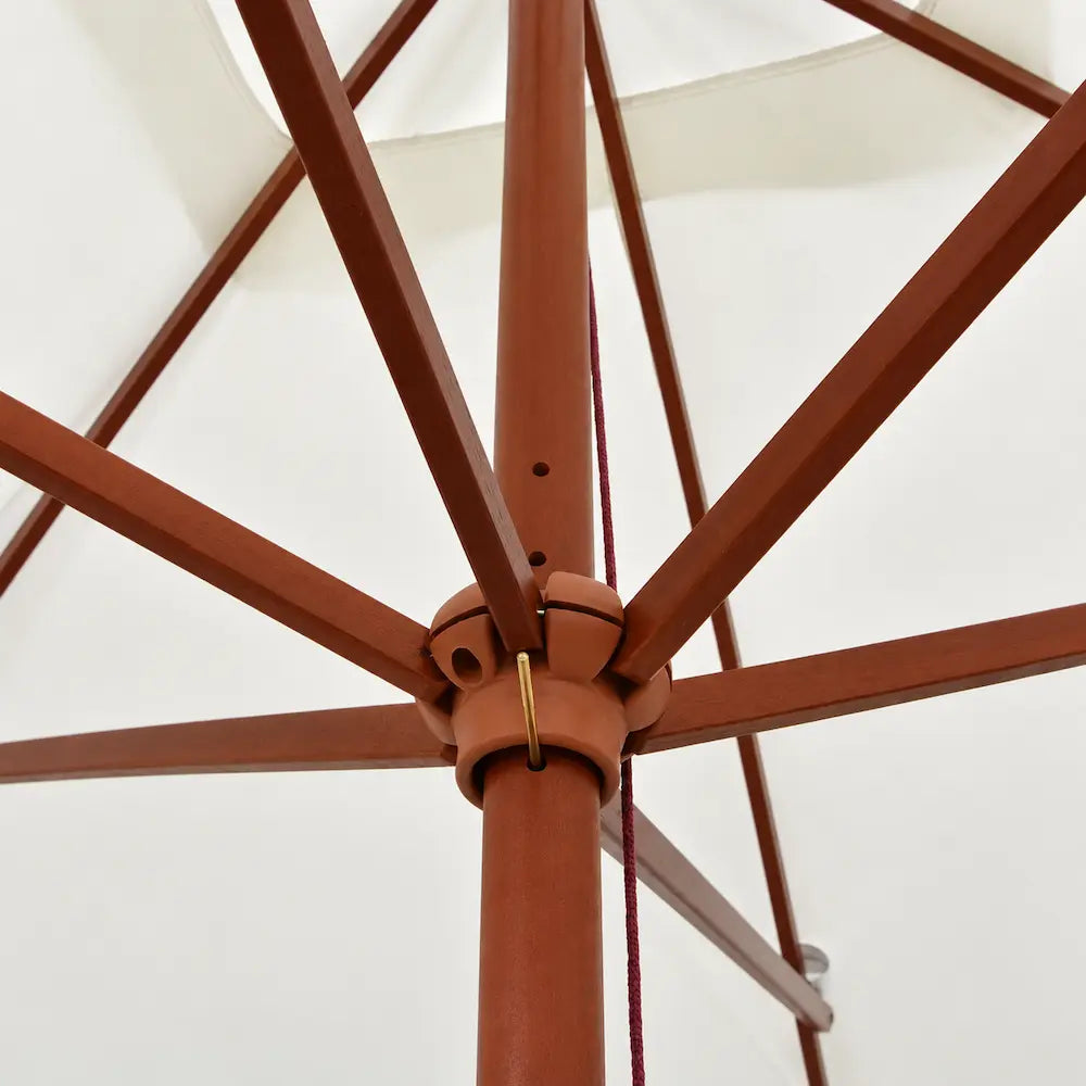 Market Umbrella 2x3m Rectangular Cream - Hardwood Pole, Single Pulley | Bastide