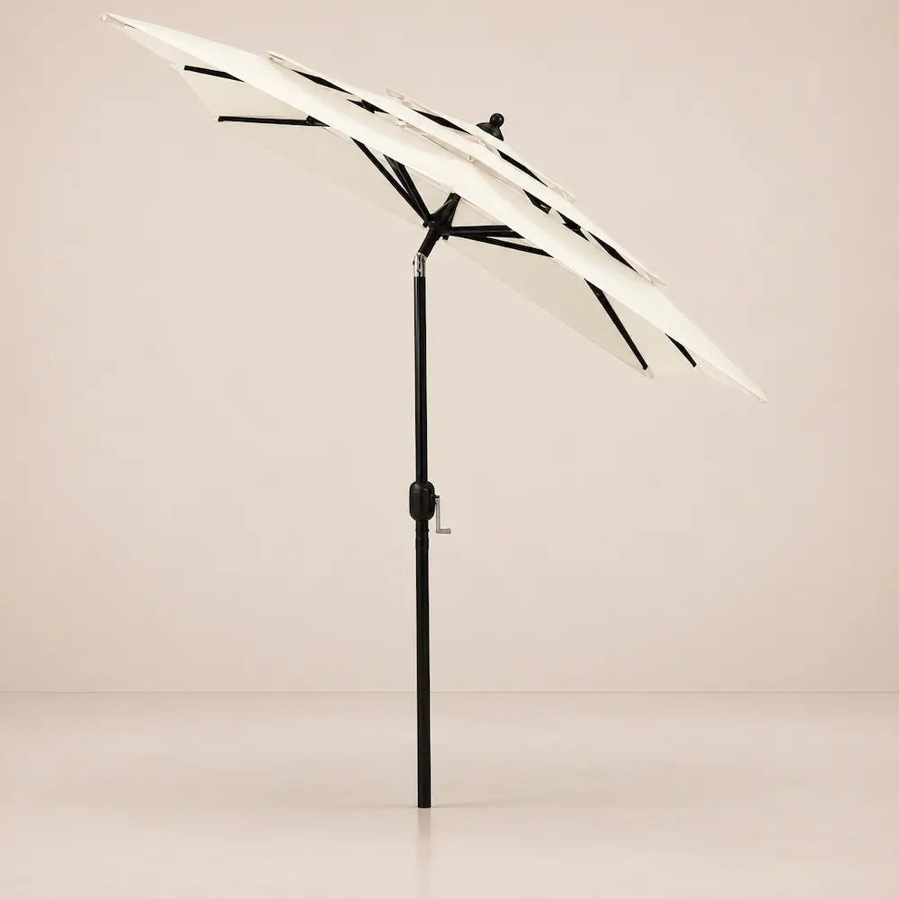 3-Tier Market Umbrella 2x2m Square Sand - Aluminium, Crank & Tilt | Restanque