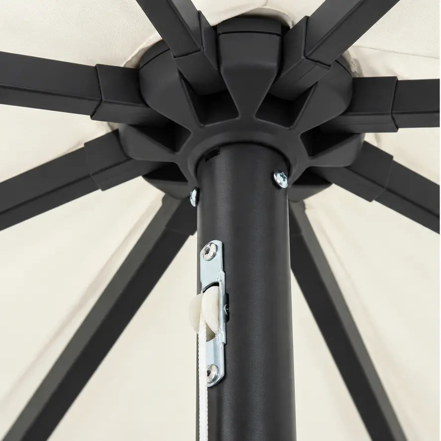 Large LED Market Umbrella 3.95m Sand & Anthracite - Crank & Tilt | Veillée
