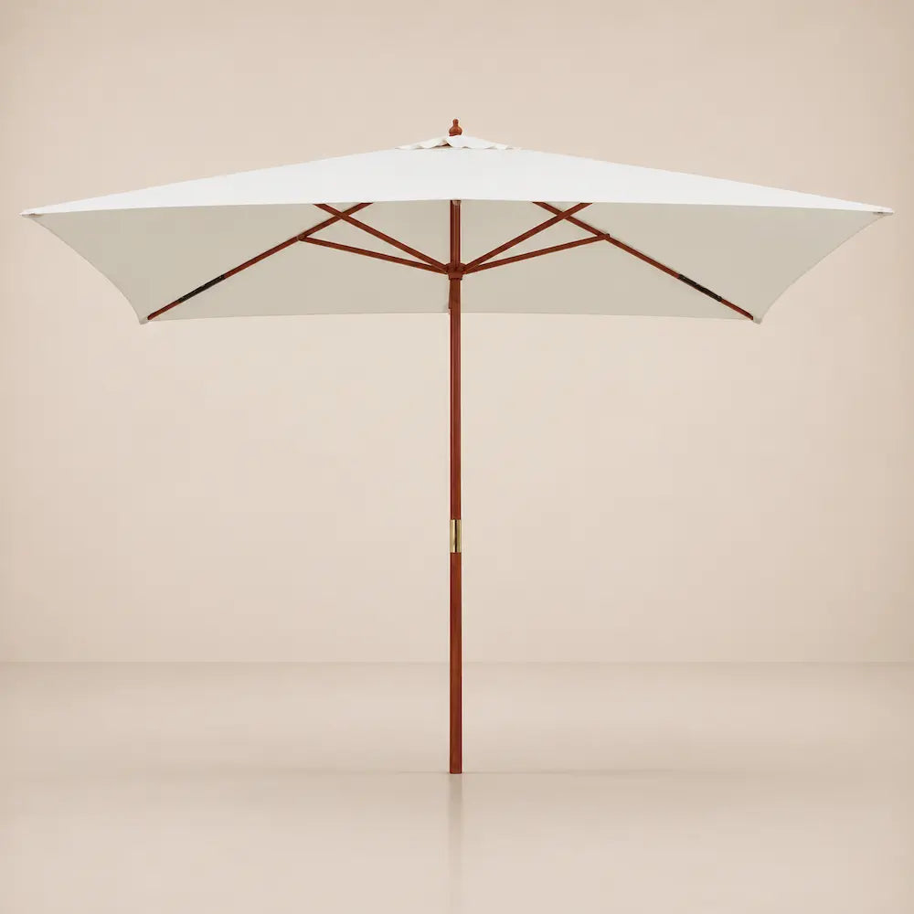 Market Umbrella 2x3m Rectangular Cream - Hardwood Pole, Single Pulley | Bastide