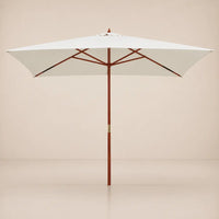 Market Umbrella 2x3m Rectangular Cream - Hardwood Pole, Single Pulley | Bastide