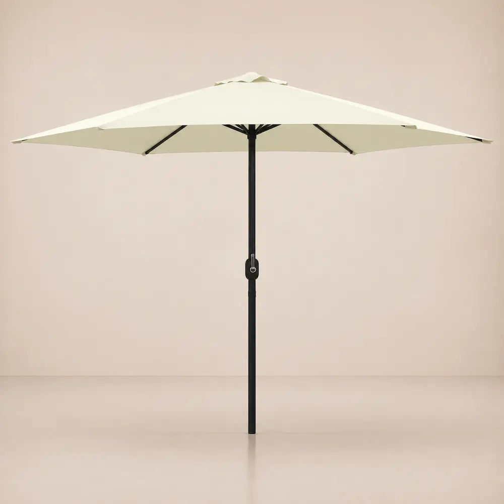 Market Umbrella 2.7m Round Sand White - Aluminium Pole, Crank Opening | Calade