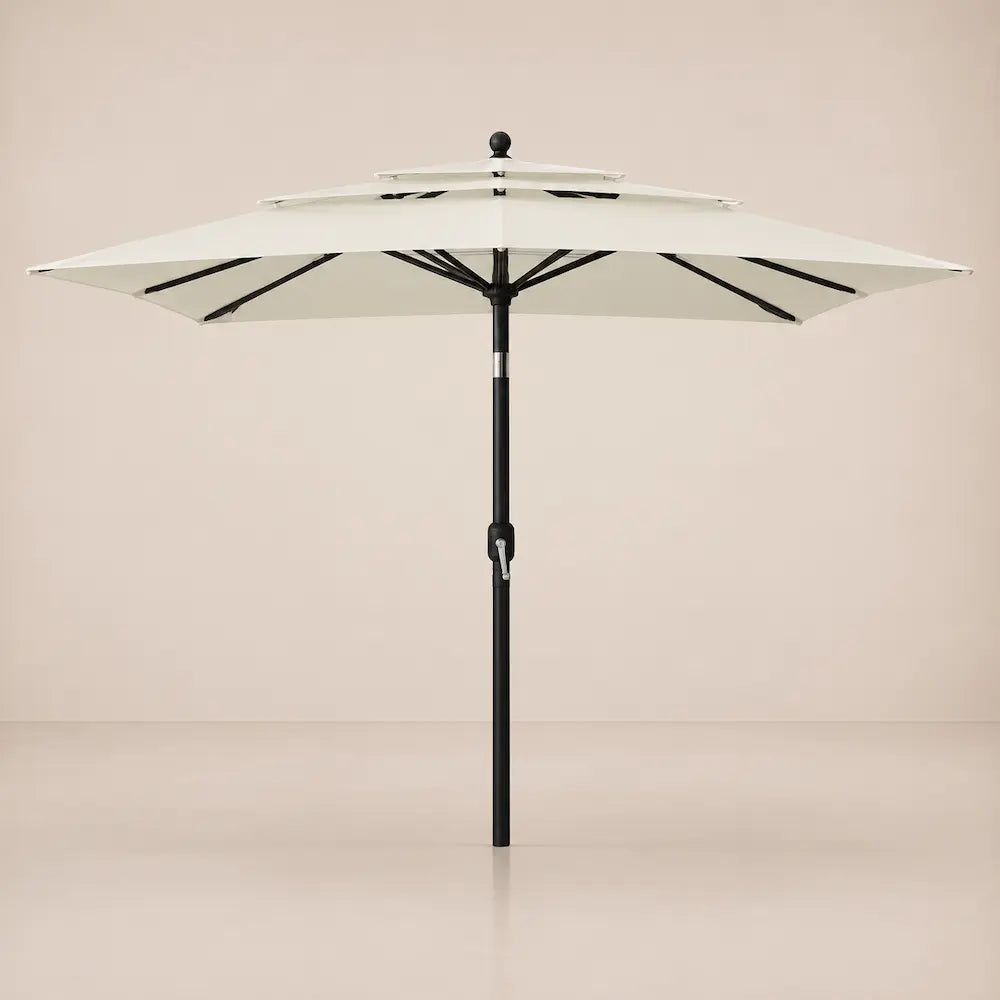 3-Tier Market Umbrella 2.5m Sand - Aluminium, Crank & Tilt | Tonnelle