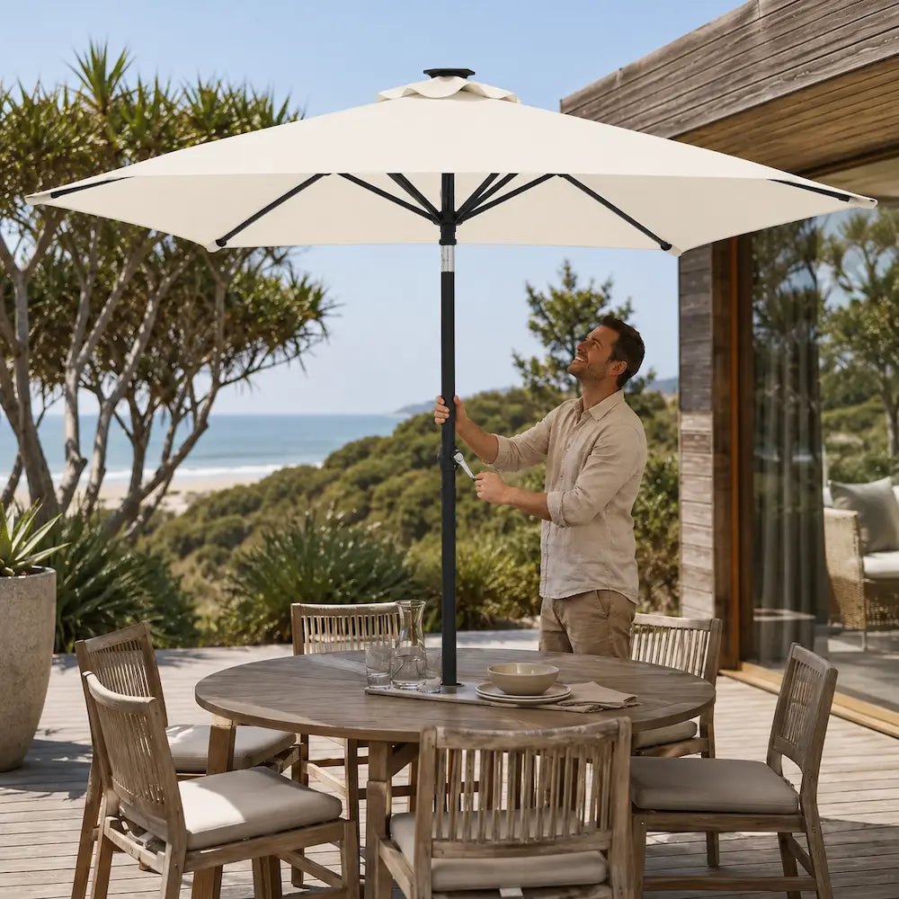 Small Market Umbrella 2.25m White - Steel Pole, Crank & Tilt | Placette