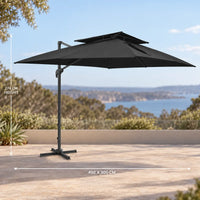 Cantilever umbrella 3x4m black rectangular 400x300cm 274cm height offset parasol sea view