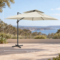 Cantilever umbrella 3x4m ivory rectangular 400x300cm 274cm height offset parasol sea view