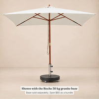 Market Umbrella 2x3m Rectangular Cream - Hardwood Pole, Single Pulley | Bastide