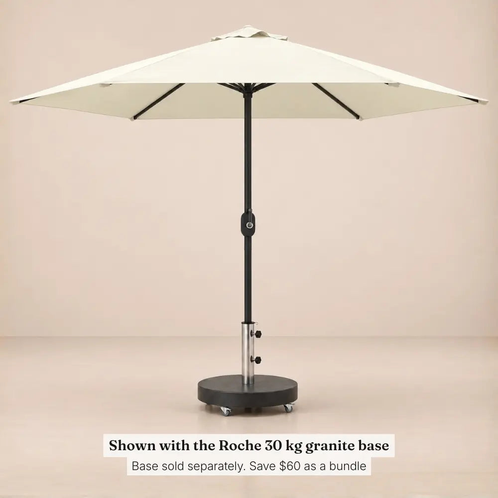 Market Umbrella 2.7m Round Sand White - Aluminium Pole, Crank Opening | Calade