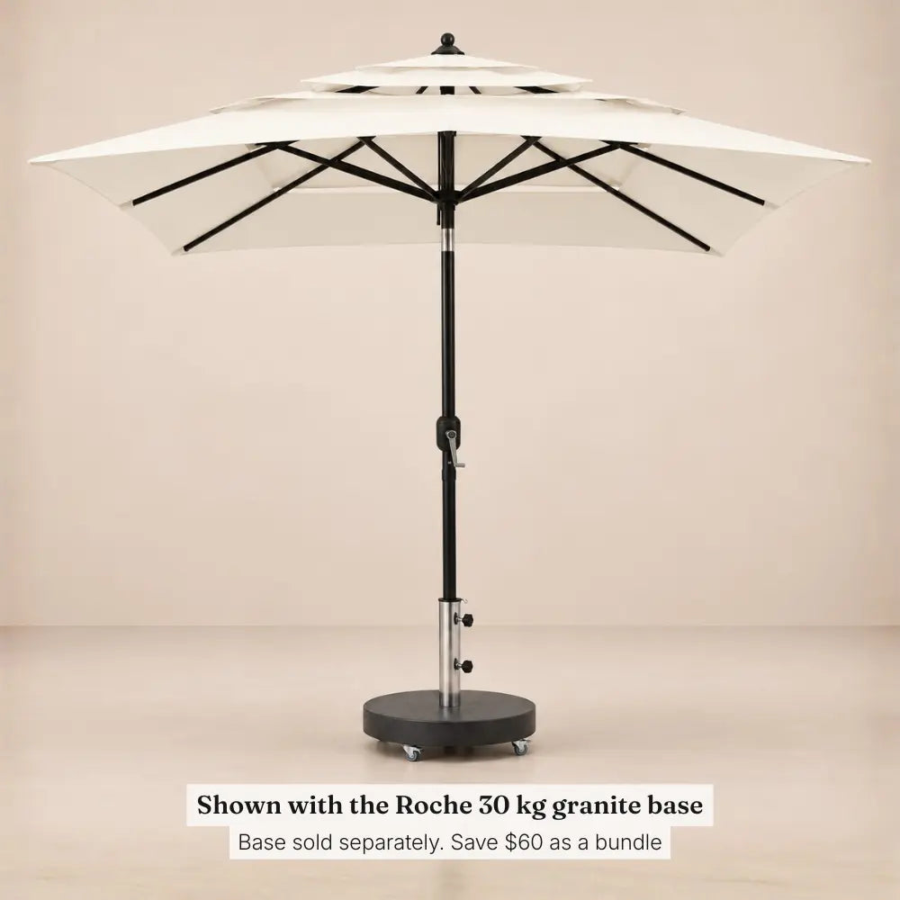 3-Tier Market Umbrella 2x2m Square Sand - Aluminium, Crank & Tilt | Restanque