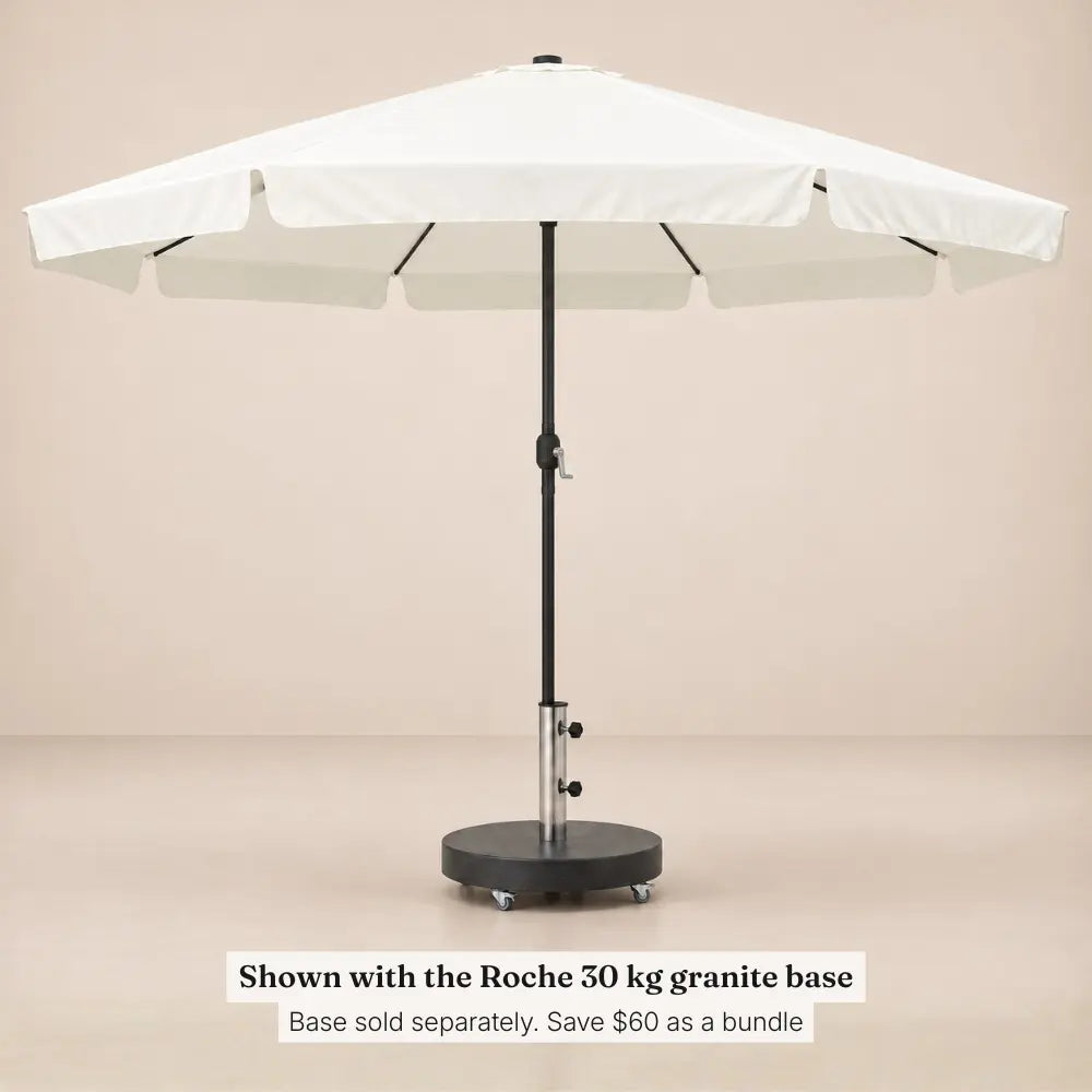 Large LED Market Umbrella 3.95m Sand & Anthracite - Crank & Tilt | Veillée