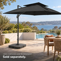 Cantilever umbrella 3x4 black rectangular 100kg weighted base poolside outdoor dining coastal terrace