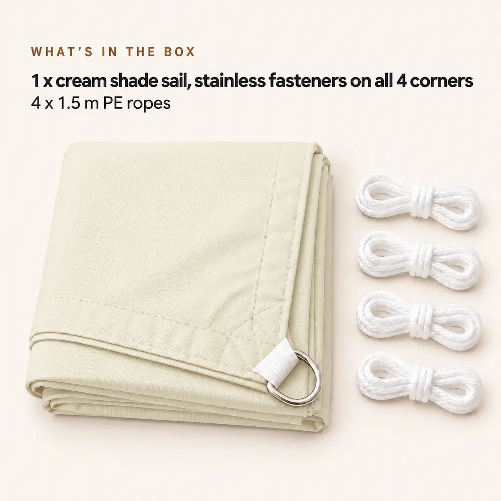Rectangular Shade Sail Cream | Water-Resistant Sun & Rain Cover | Spinnaker
