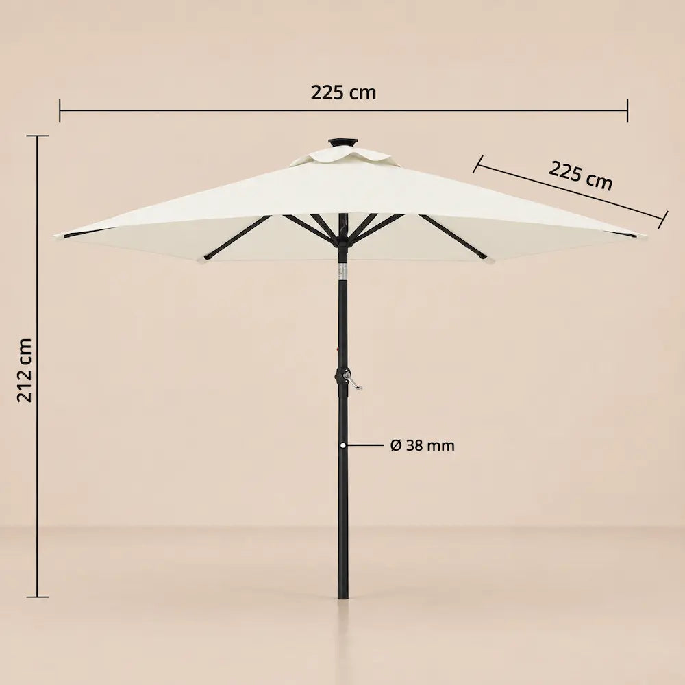 Small Market Umbrella 2.25m White - Steel Pole, Crank & Tilt | Placette