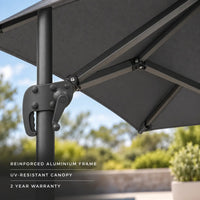 Cantilever umbrella 3x3 reinforced aluminium frame UV-resistant canopy tilt mechanism 2-year warranty