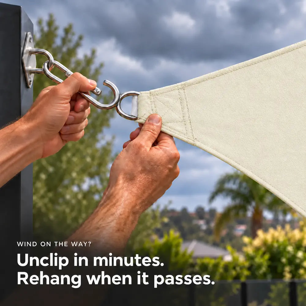 Rectangular Shade Sail Cream | Water-Resistant Sun & Rain Cover | Spinnaker
