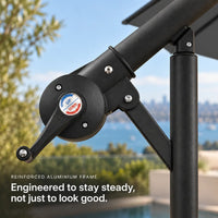 Round cantilever umbrella 3m anthracite reinforced aluminium crank tilt mechanism close-up
