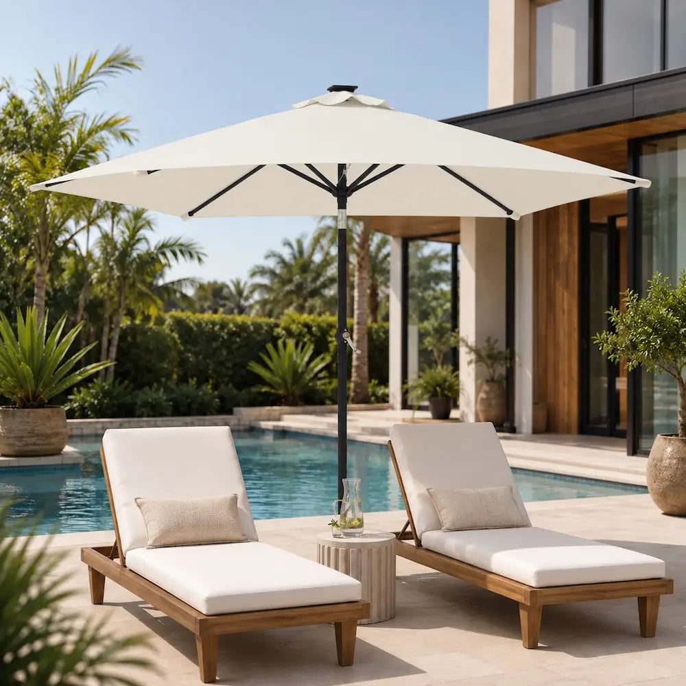 Small Market Umbrella 2.25m White - Steel Pole, Crank & Tilt | Placette