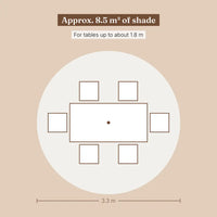 Market Umbrella 3.3m Round Sand White - Hardwood & Bamboo, Double Pulley | Clos