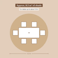 Market Umbrella 3.3m Round Taupe - Hardwood & Bamboo, Double Pulley | Garrigue