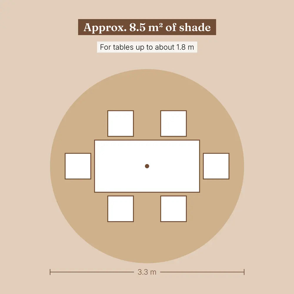 Market Umbrella 3.3m Round Taupe - Hardwood & Bamboo, Double Pulley | Garrigue