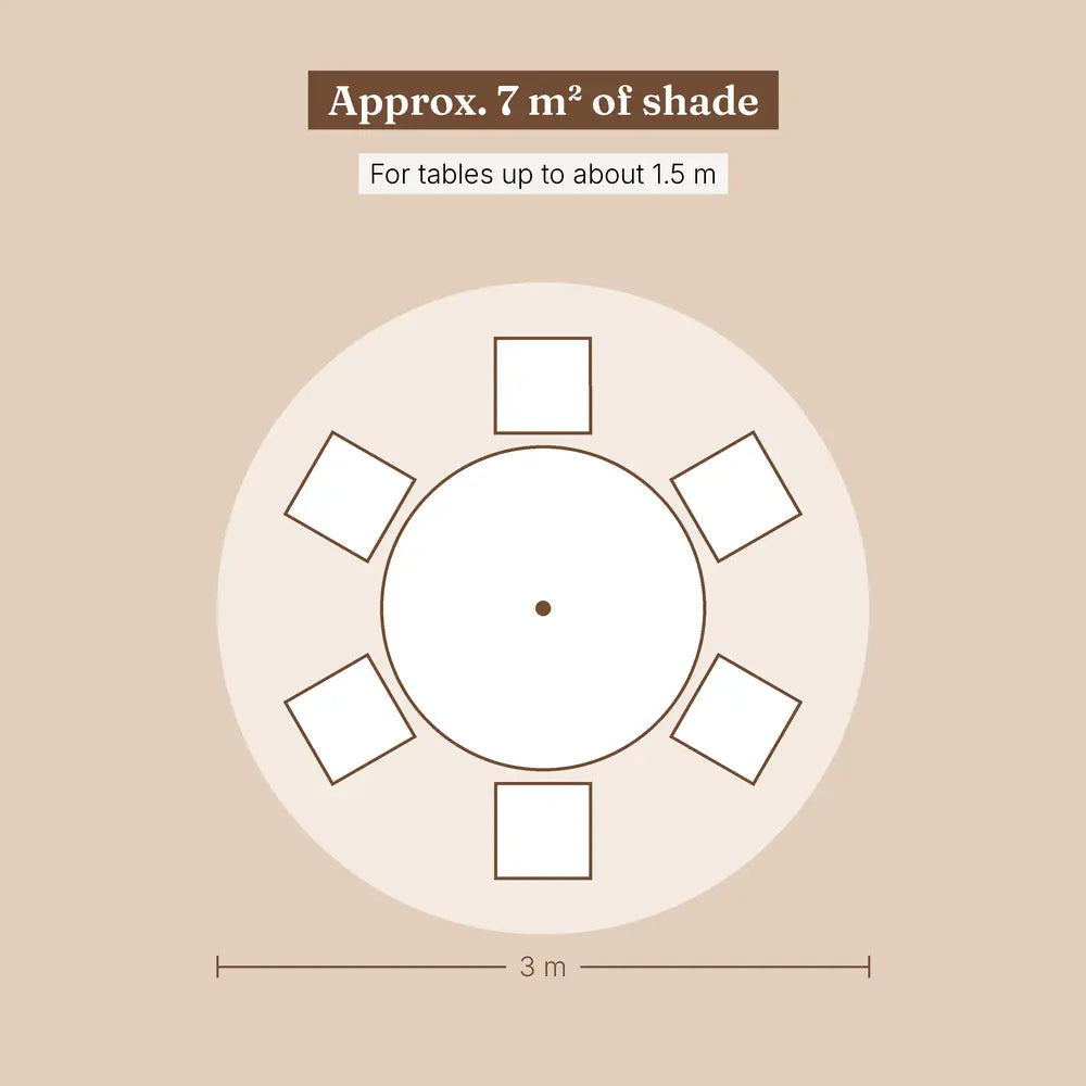 Market Umbrella 3m Round Sand - Hardwood Pole, Single Pulley | Mas