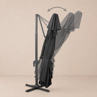 Tilt function of the 3x4m anthracite rectangular cantilever umbrella allowing adjustable shade angles throughout the day
