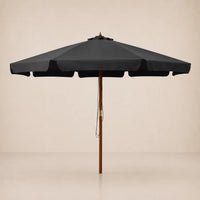 3.3m anthracite market umbrella with hardwood pole, brass hardware and double pulley cord system