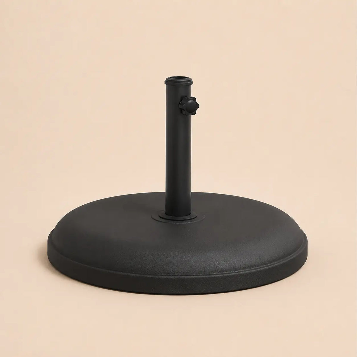 Round black patio umbrella base with locking bolt – 25kg anthracite weighted stand for outdoor umbrella, product view