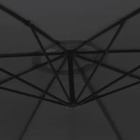 Round cantilever umbrella underside view showing double-layer 8-spoke aluminium rib frame – Ostro 3.5m Black