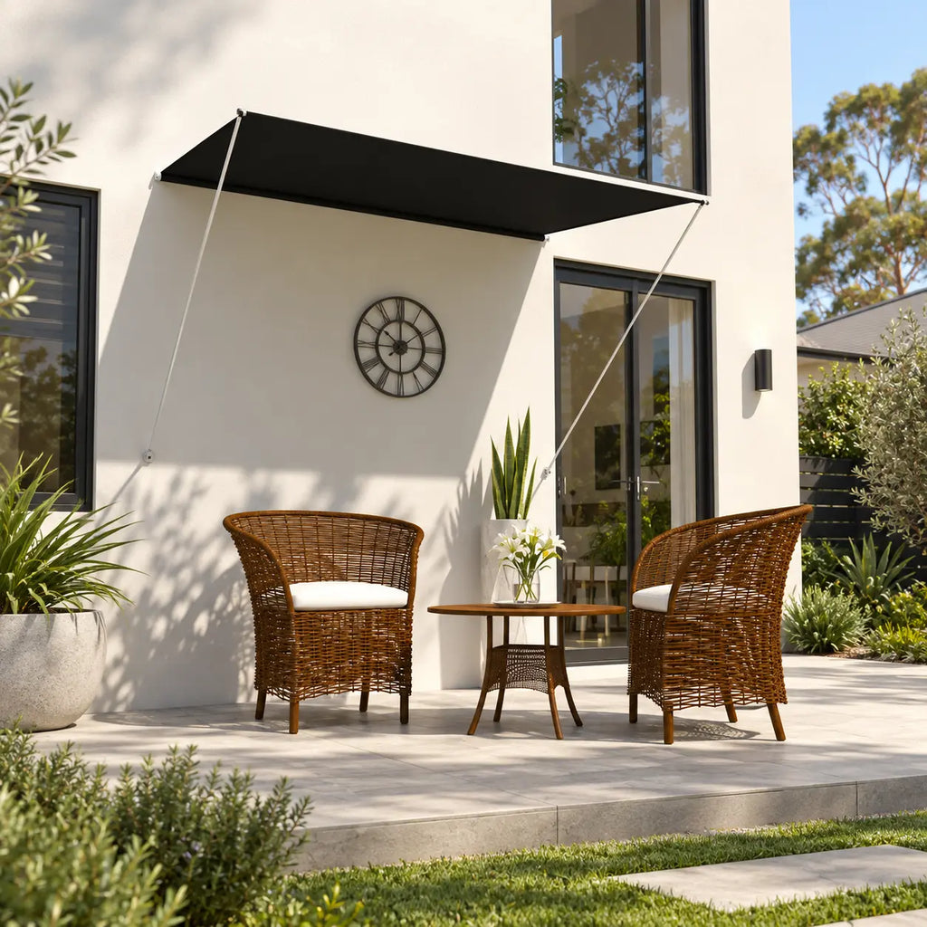 anthracite manual retractable awning shading outdoor patio