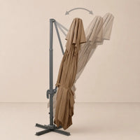 Tilt function of the 3x4m rectangular cantilever umbrella allowing adjustable shade angles throughout the day