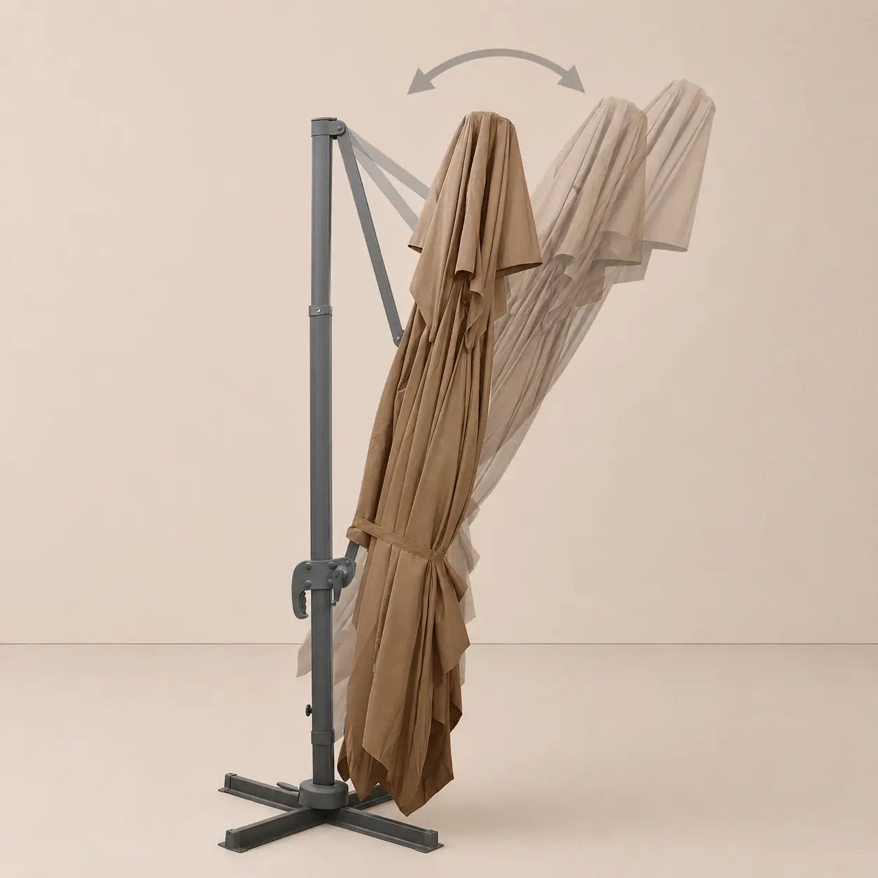 Tilt function of the 3x4m rectangular cantilever umbrella allowing adjustable shade angles throughout the day