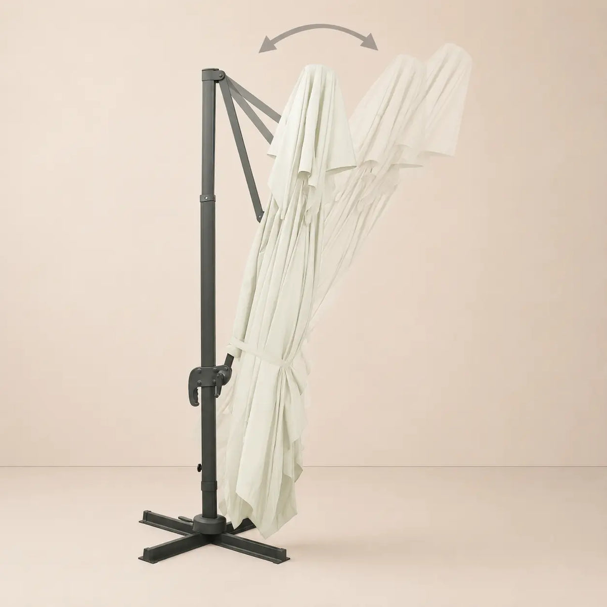Tilt function of the 3x4m rectangular cantilever umbrella allowing adjustable shade angles throughout the day