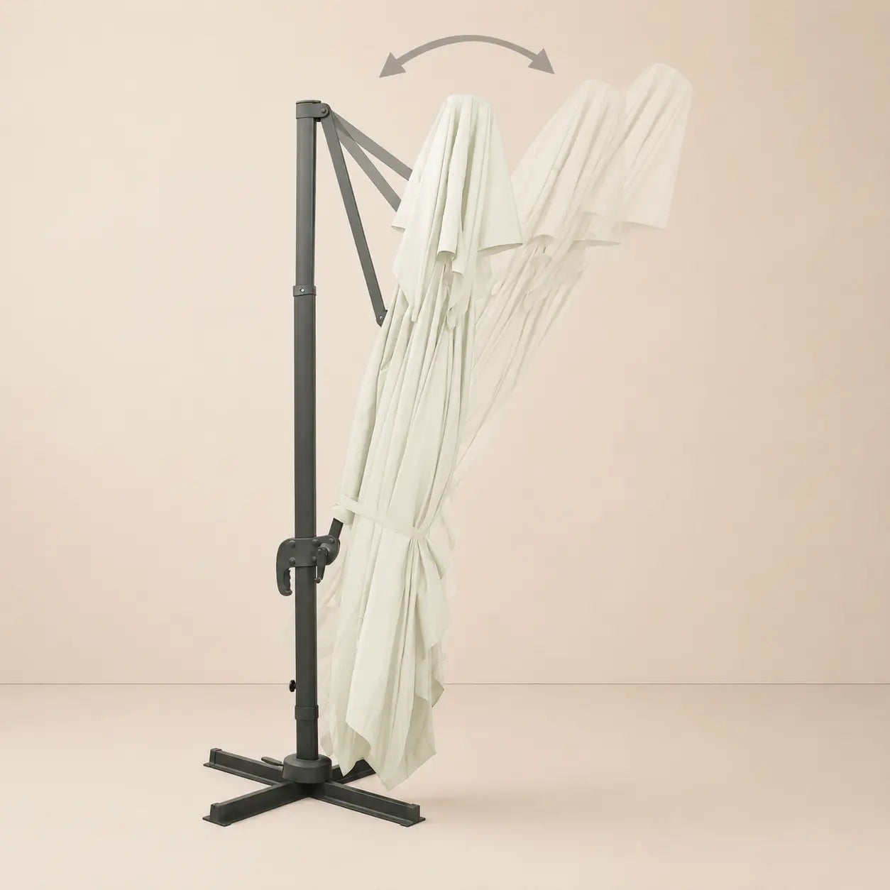 Tilt function of the 3x4m rectangular cantilever umbrella allowing adjustable shade angles throughout the day