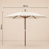 Dimensions diagram of the Mas 3m round market umbrella showing 299cm diameter and 240cm height