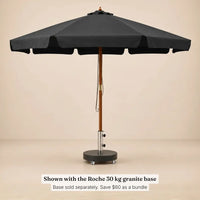 Bosquet anthracite market umbrella standing in the Roche 30 kg granite umbrella base